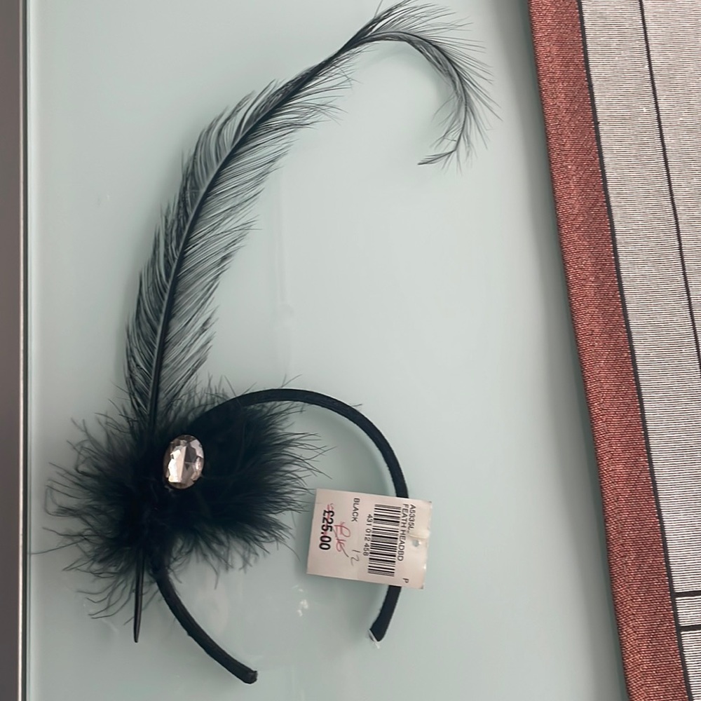 Fascinator House of Fraser Black Feather and head band from UK storeAccessorize